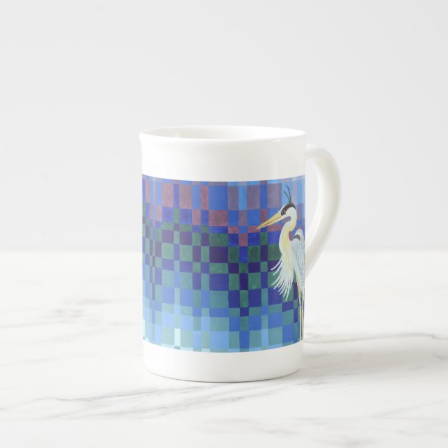 Caneca De Porcelana Grande Garça Azul Bargello (Frente Esquerda)