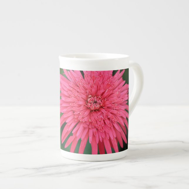 Caneca De Porcelana Grande Toca De Flor Rosa (Frente Esquerda)