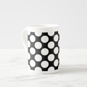 Caneca De Porcelana Grandes pontos retrógrados - branco e preto