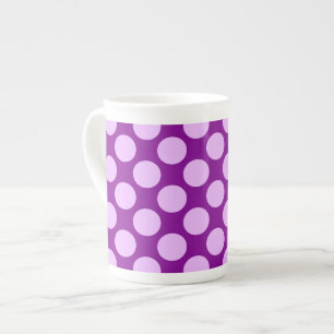 Caneca De Porcelana Grandes pontos retros - orquídea e roxo