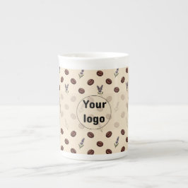 Caneca De Porcelana Grãos de Café Vintage e Padrão Sem Costura de Lava