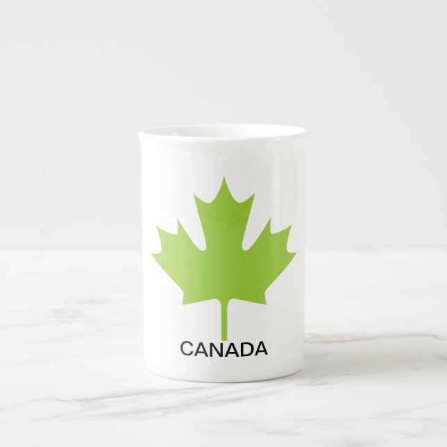 Caneca De Porcelana Green Maple Leaf Canada (Frente)