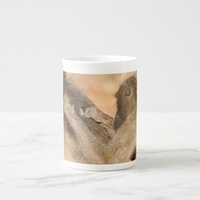 Caneca De Porcelana Grooming baboons (Frente)