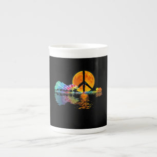 Caneca De Porcelana Guitar-lago Shadow Peace Love Guitar Hippie