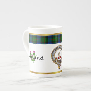 Caneca De Porcelana Gunn Clan Crachá Tartan & Motto
