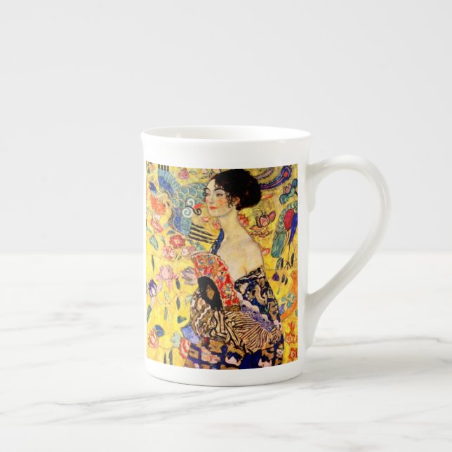 Caneca De Porcelana Gustav Klimt Lady com ventilador (Direita)