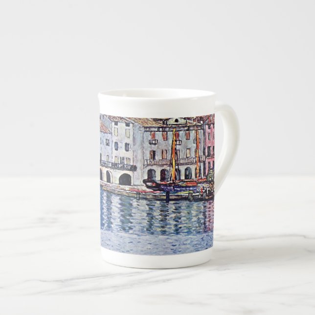 Caneca De Porcelana Gustav Klimt - Malcesina no lago Garda Itália (Frente Esquerda)