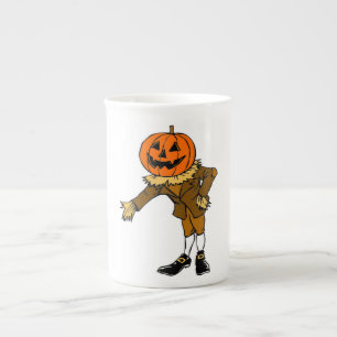 CANECA DE PORCELANA HALLOWEEN PUMPKIN HEAD SCARECROW PILGRIM