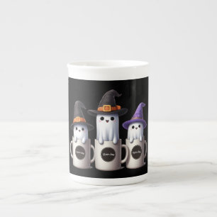 Caneca De Porcelana Halloween - Três fantasmas bonitinhos de jee bu