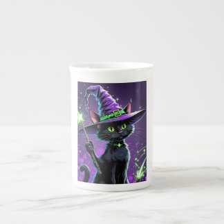 Caneca De Porcelana Hallowen Sorcerer Cat