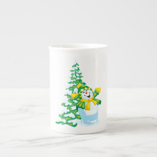 Caneca De Porcelana Happy Snowman Cartoon