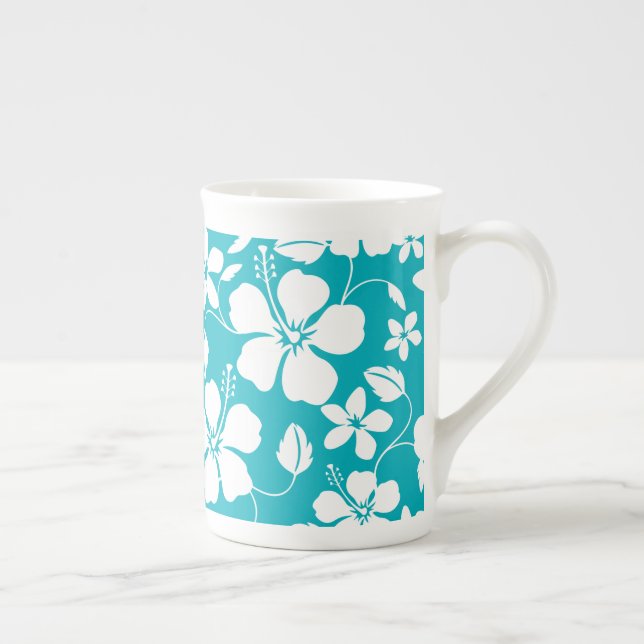 CANECA DE PORCELANA HAWAIIAN HULA (HIBISCUS) TEAL (Direita)