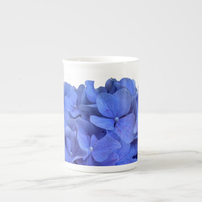 Caneca De Porcelana Hídrangas florais do periwinkle azul Elegante (Frente)