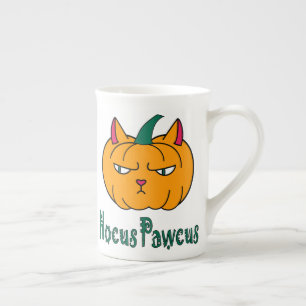 Caneca De Porcelana Hocus pawcus Halloween abóbora gengibre magia