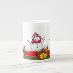 Caneca De Porcelana Homem de Neve de Natal