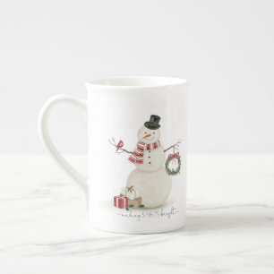 Caneca De Porcelana Homem de neve de Natal moderno
