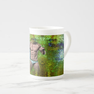 Caneca De Porcelana Homem sexy muscular branco de SlipperyJoe, alto-fa