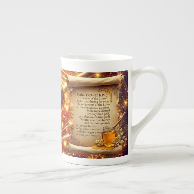 Caneca De Porcelana Honey Swirl | Salm 19:9-11 KJV Mug (Direita)