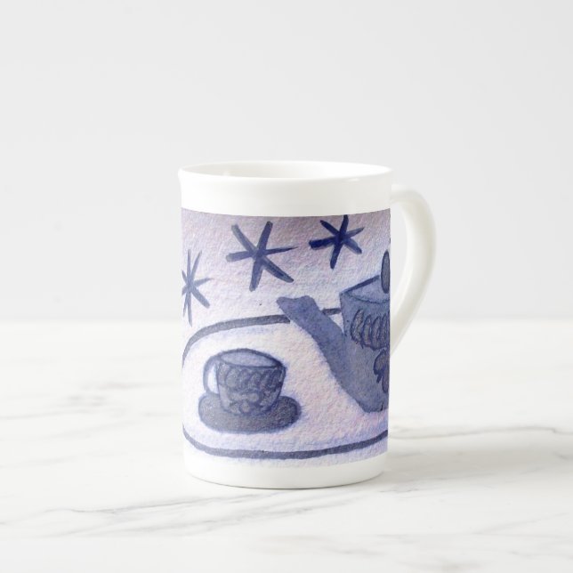 Caneca De Porcelana ...hora do chá...Arte de Jutta Gabriel... (Frente Esquerda)