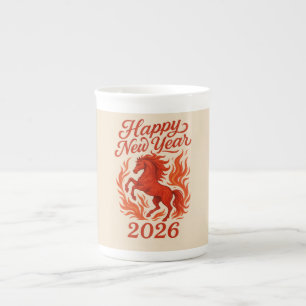 Caneca De Porcelana Horoscópio Chinês 2026 Cavalo de Fogo Vermelho