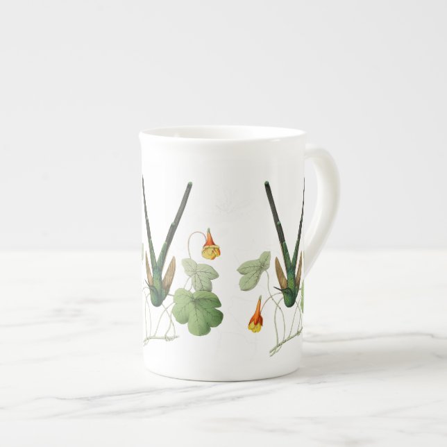 Caneca De Porcelana Hummingbird Verde e Nasturtium (Frente Esquerda)
