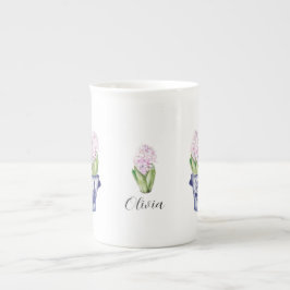 Caneca De Porcelana Hyacinths Rosa em Chinoiserie Planter