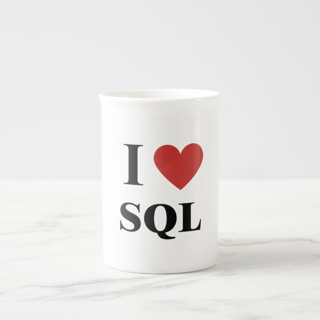 Caneca De Porcelana I Heart SQL (Frente)