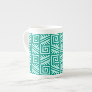 Caneca De Porcelana Ikat Aztec Pattern - Turquoise e Aqua
