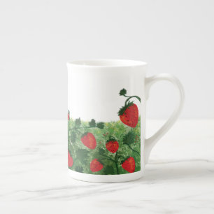 Caneca De Porcelana Ilustração de Aquarela do Campo de Morango