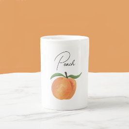 Caneca De Porcelana Ilustração de Fruta Pêssego Pintada Fofa