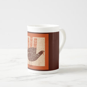 Caneca De Porcelana Ilustração divertida de peru do SlipperyJoe's de A
