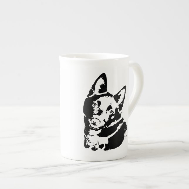 Caneca De Porcelana Imagem de Cão Schipperke (Frente Esquerda)
