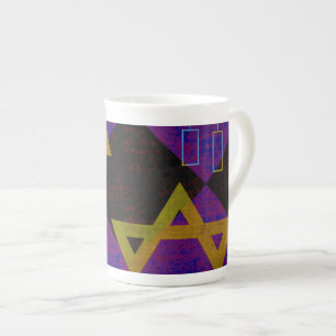 Caneca De Porcelana Imagem temática de Hanukkah da SlipperyJoe's amare