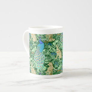 Caneca De Porcelana Impressão, azuis cobaltos & verde do pavão de