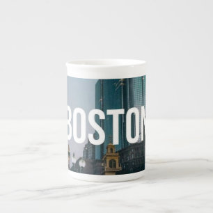 Caneca De Porcelana Impressão da Paisagem Urbana de Boston Antiga - Ar
