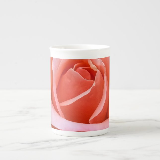 Caneca De Porcelana Impressão de Arte Botânica Rosa Romântica (Frente)