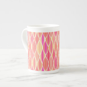 Caneca De Porcelana Impressão de fita de meados do século - rosa, cora