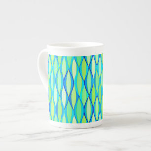 Caneca De Porcelana Impressão de Fita do Século médio - Turquesa e