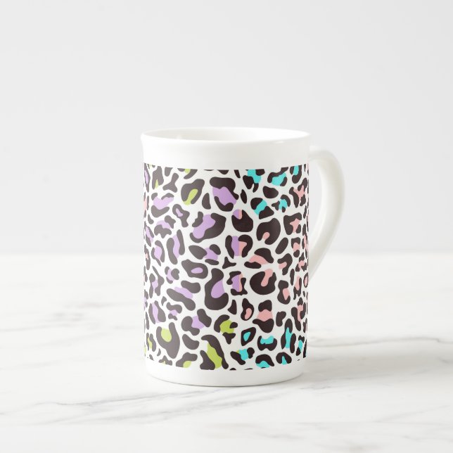 Caneca De Porcelana Impressão de leopardo (Frente Esquerda)