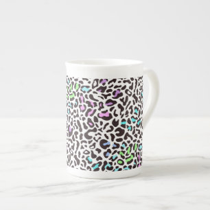 Caneca De Porcelana Impressão de leopardo pastel