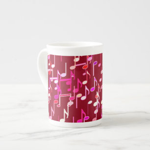 Caneca De Porcelana Impressão de Notas Musicais - Burgundy, multicama