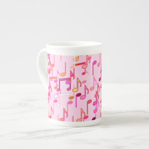 Caneca De Porcelana Impressão de Notas Musicais - cor-de-rosa, multic