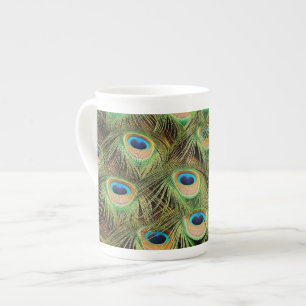 Caneca De Porcelana Impressão de penas de pavão coloridas