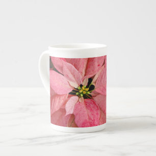 Caneca De Porcelana Impressão de poinsettia de natal vermelho