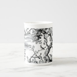 Caneca De Porcelana Impressão de Toile Preto