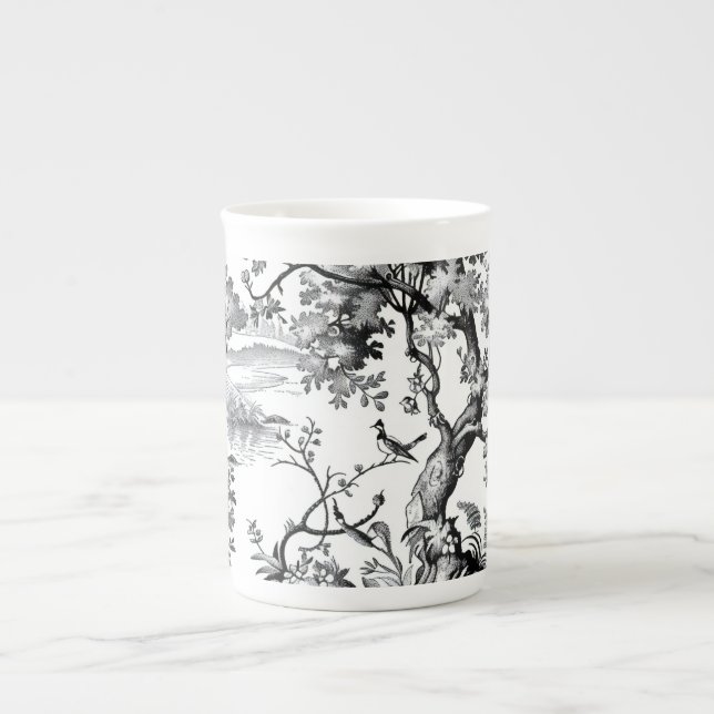 Caneca De Porcelana Impressão de Toile Preto (Frente)
