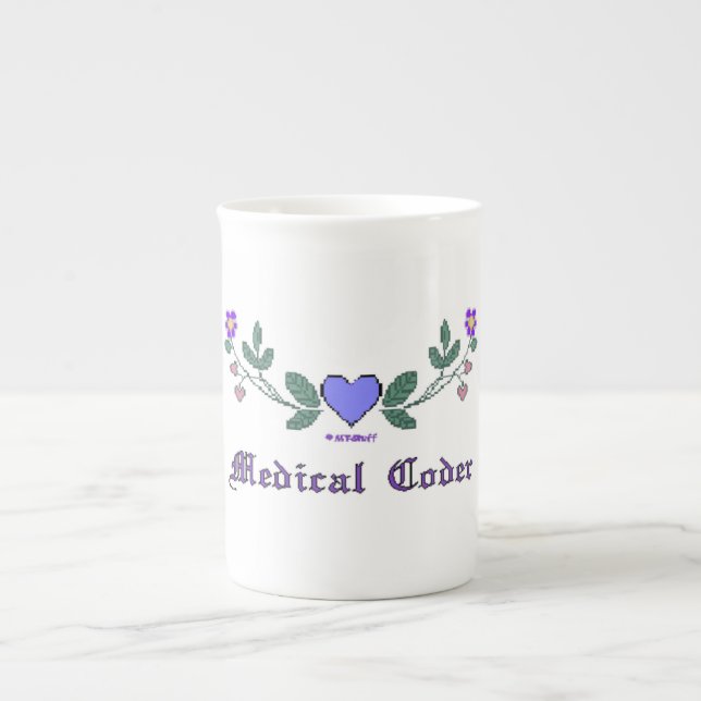 Caneca De Porcelana Impressão do Codificador Médico Azul CS (Frente)
