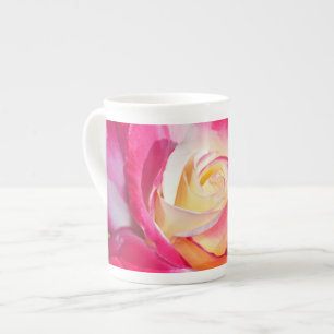 Caneca De Porcelana Impressão floral de rosa rosa rosa rosa-rosa e bra