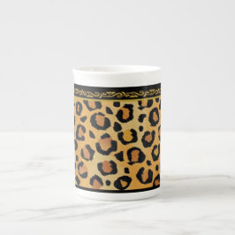 Caneca De Porcelana Impressão Leopardo