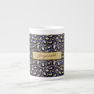 Caneca De Porcelana Impressão Leopardo Preto Roxo